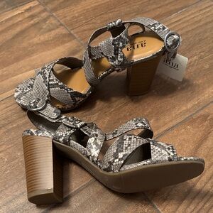 a.n.a Black and Brown Snake Print Heels